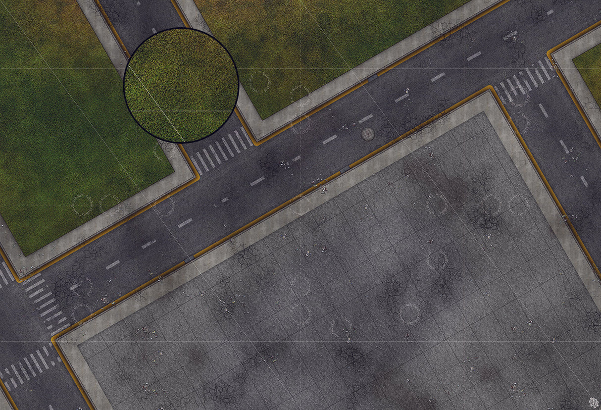 Mats by Mars: Park Avenue (Intersection) Tabletop Wargaming Play Mat