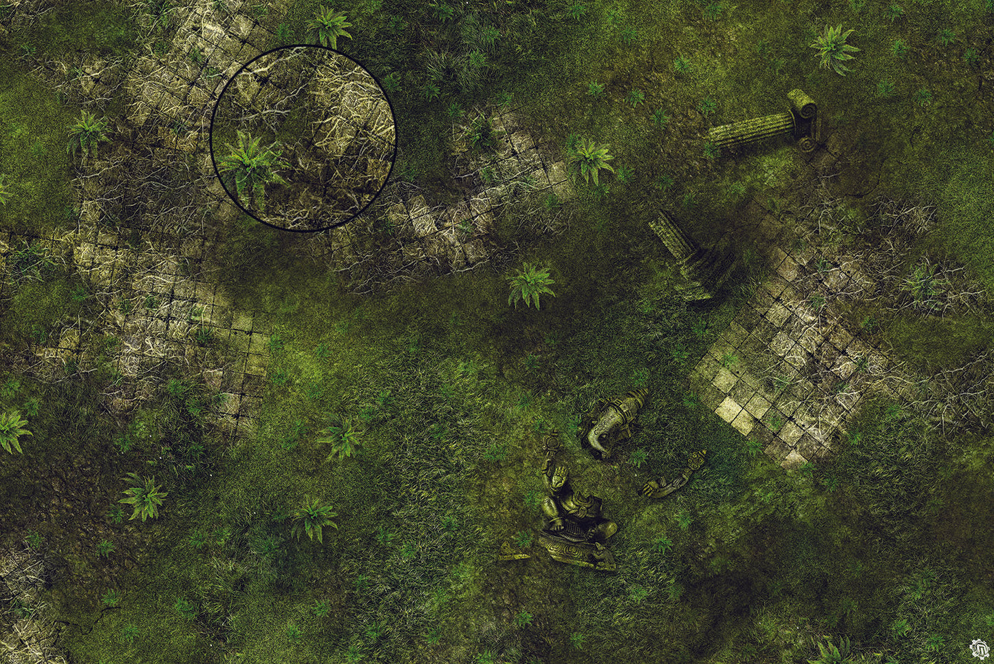 Mats by Mars: Forgotten Temple (Plaza) Tabletop Wargaming Play Mat