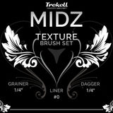 Trekell MIDZ Texture Brush Set - Synthetic Artist Brushes for Oil, Acrylic and Watercolor