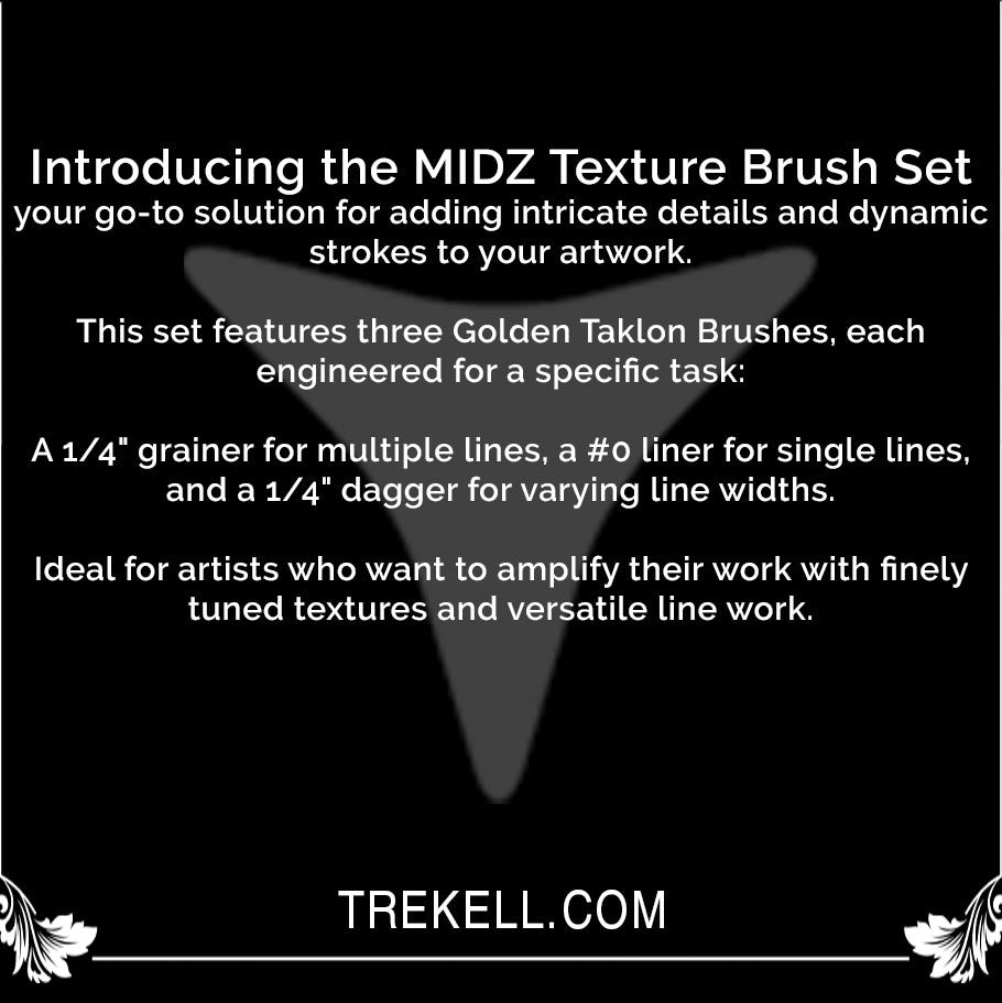 Trekell MIDZ Texture Brush Set - Synthetic Artist Brushes for Oil, Acrylic and Watercolor