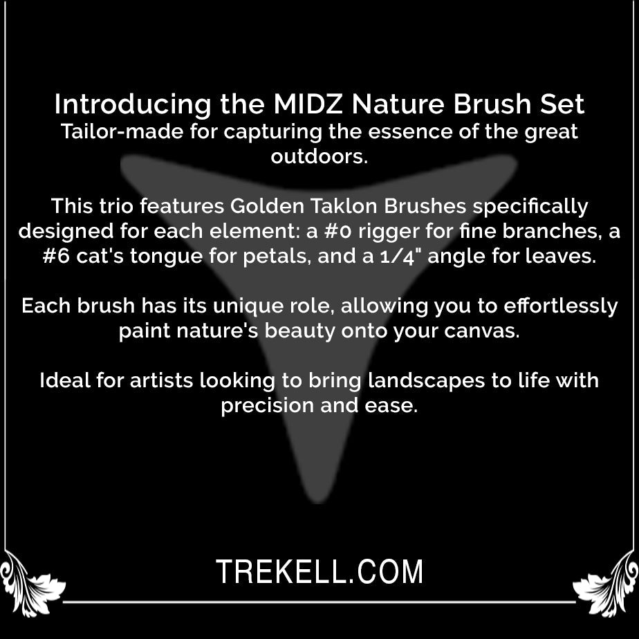 Trekell MIDZ Nature Brush Set - Synthetic Artist Brushes for Oil, Acrylic and Watercolor