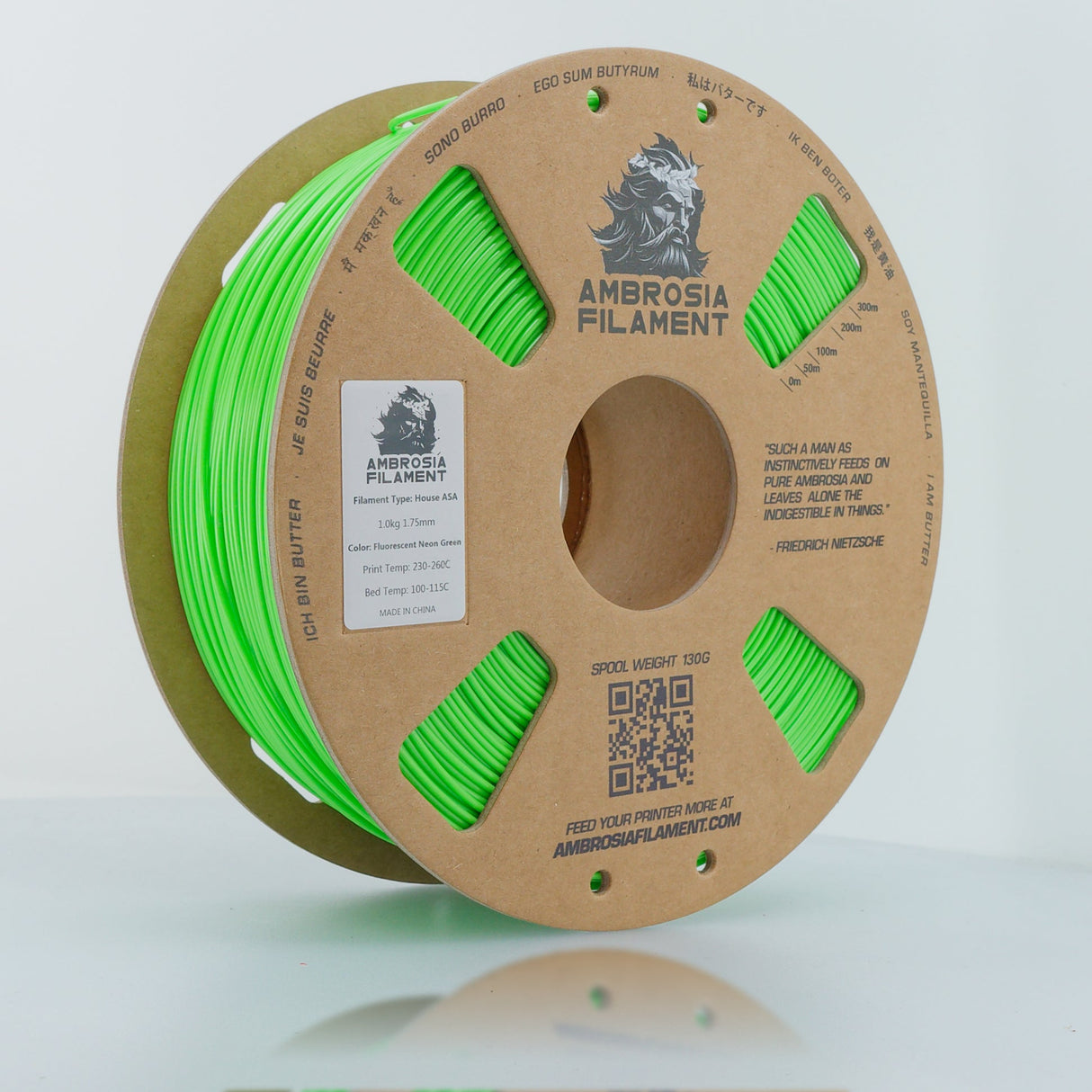 AMBROSIA PLA Filament of the Gods - 1KG Bambu AMS Friendly Cardboard Spools Premium 3D Printing Filament