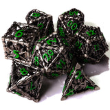 Grim Reaper Ethereal Glow Metal RPG Dice Set - 7 Pieces