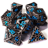 Blue Tiger's Eye Metal RPG Dice Set - 7 Pieces