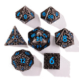 Blue Tiger's Eye Metal RPG Dice Set - 7 Pieces