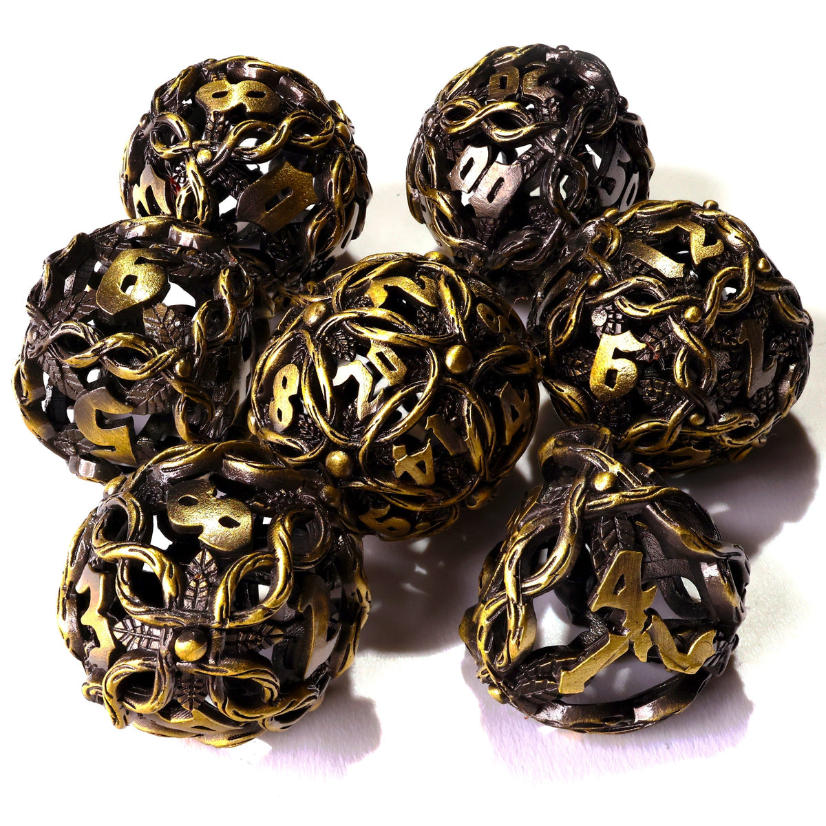 Nature's Wrath Metal RPG Dice Set - 7 Pieces