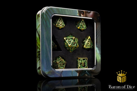 Ancient Dragon Treasure Metal RPG Dice Set - 7 Pieces