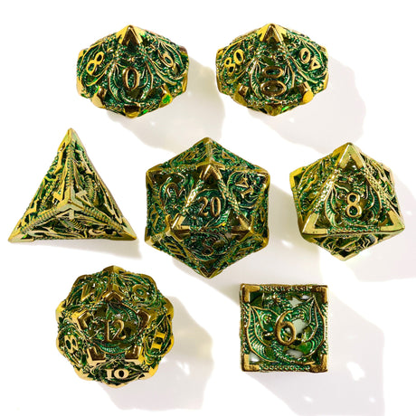 Ancient Dragon Treasure Metal RPG Dice Set - 7 Pieces