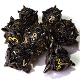 Coiled Black Dragon Metal RPG Dice Set - 7 Pieces