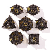 Coiled Black Dragon Metal RPG Dice Set - 7 Pieces