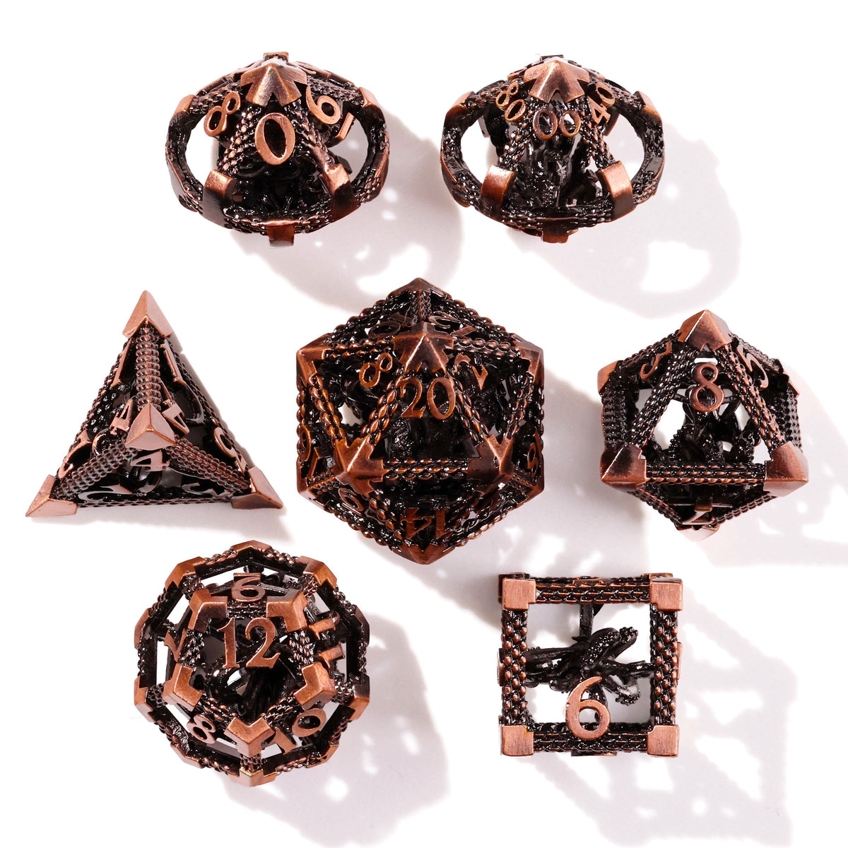 Bronze Kraken Metal RPG Dice Set - 7 Pieces