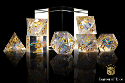 Shiny Like a Diamond! Sharp Edge RPG Dice Set - 7 Pieces