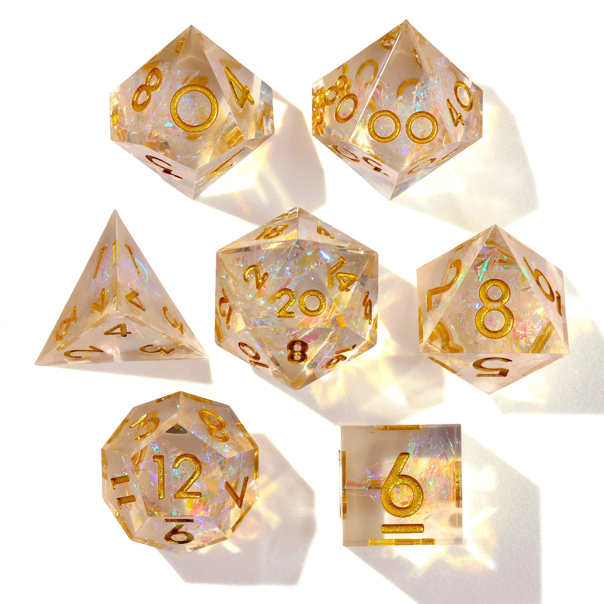 Shiny Like a Diamond! Sharp Edge RPG Dice Set - 7 Pieces