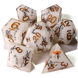 White Bamboo Sharp Edge RPG Dice Set - 7 Pieces
