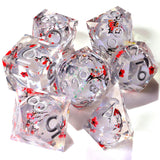 Winter Cherry Blossom Liquid Core RPG Dice Set - 7 Pieces