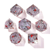 Winter Cherry Blossom Liquid Core RPG Dice Set - 7 Pieces