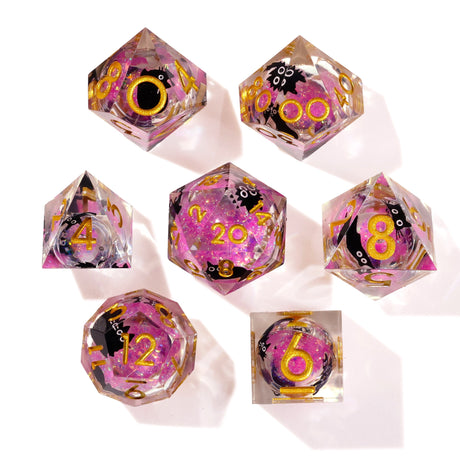 Amethyst Neko Liquid Core RPG Dice Set - 7 Pieces