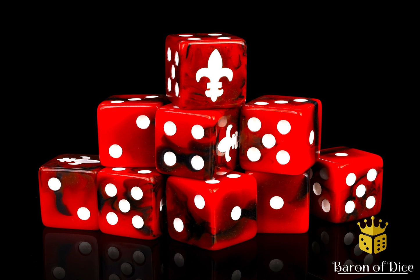 Fleur De Lis Dice - Red