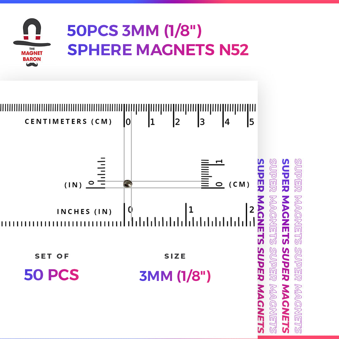 50pcs 3mm (Approximately 1/8") Sphere Magnets N52