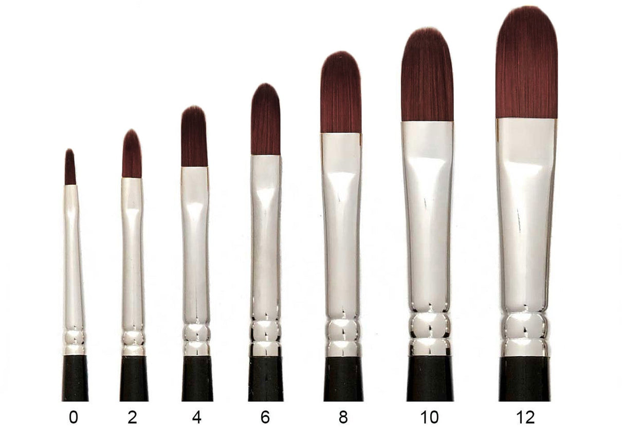 Trekell Crimson Taklon Synthetic Artist Brushes - Short Handle for Oil & Acrylic Painting