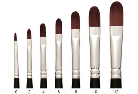 Trekell Crimson Taklon Synthetic Artist Brushes - Long Handle for Oil & Acrylic Painting