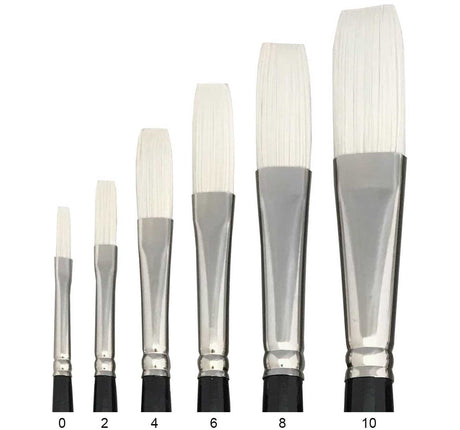 Trekell Opal Synthetic Hog Bristle Artist Brushes - Long Handle for Oil and Acrylic Painting