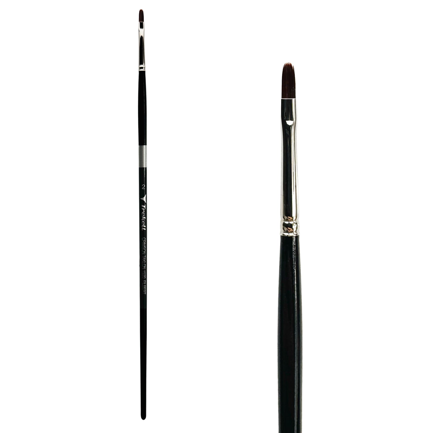 Trekell Crimson Taklon Long Handle Artist Brush - Size #2 Filbert