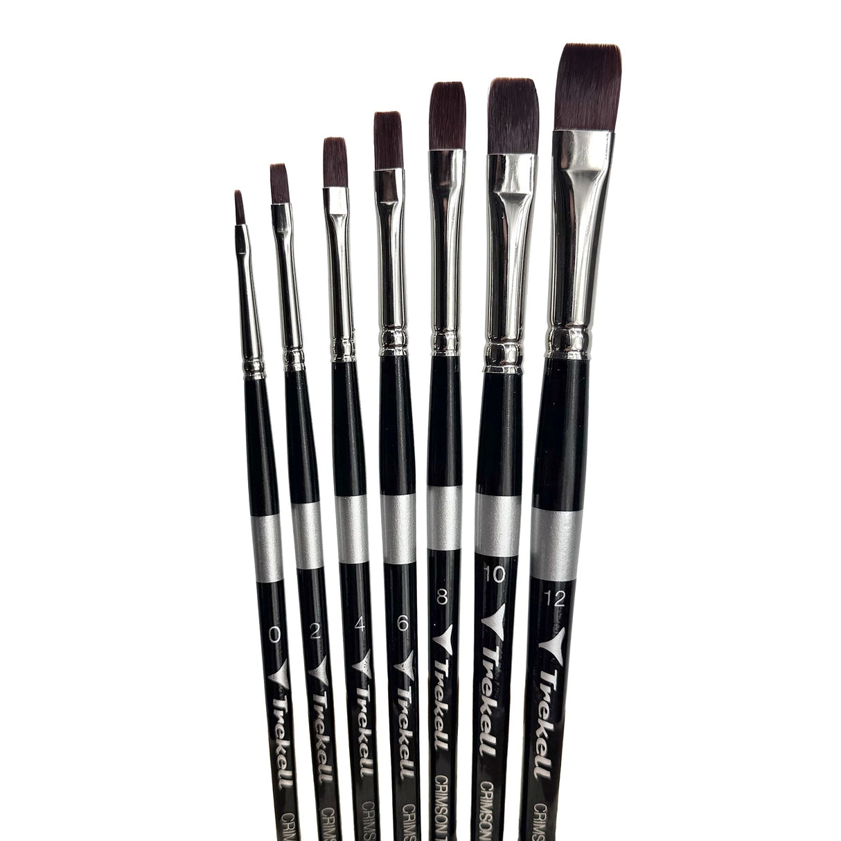 Trekell Crimson Taklon Short Handle Artist Brush - Complete Set- Bright