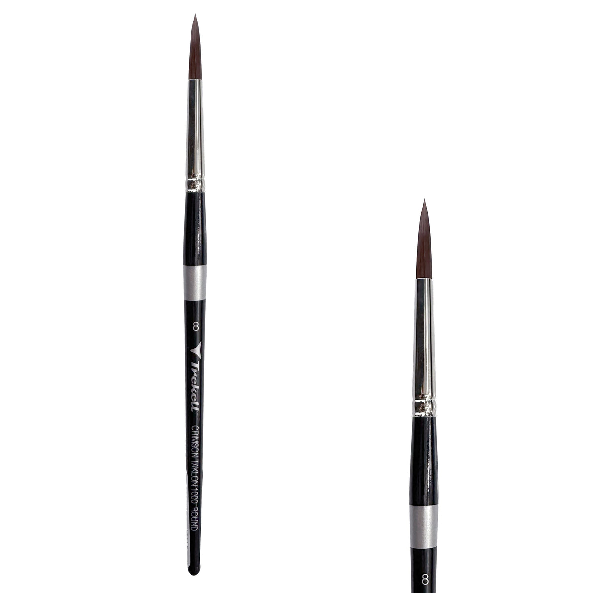 Trekell Crimson Taklon Short Handle Artist Brush - Size #8 Round