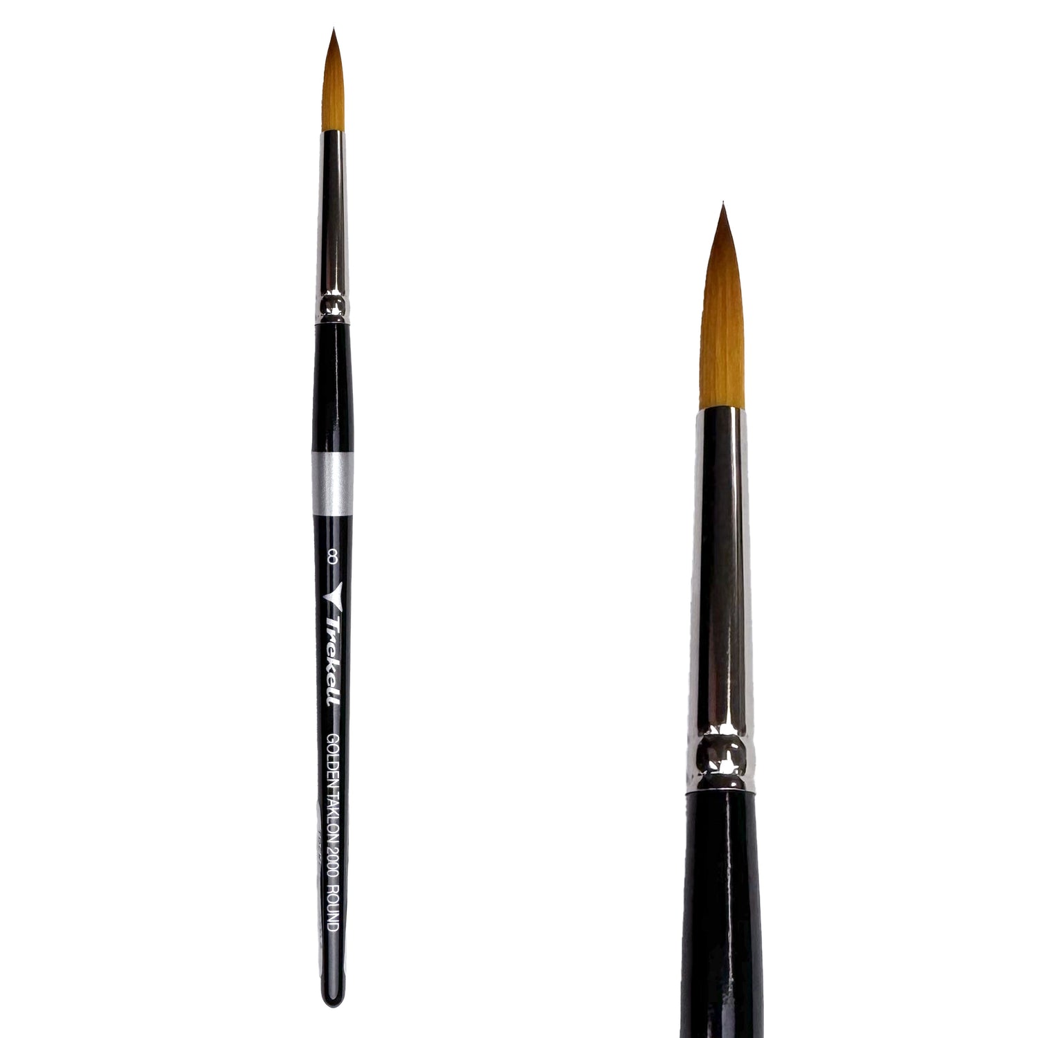 Trekell Golden Taklon Short Handle Artist Brush -  Size #8 Round