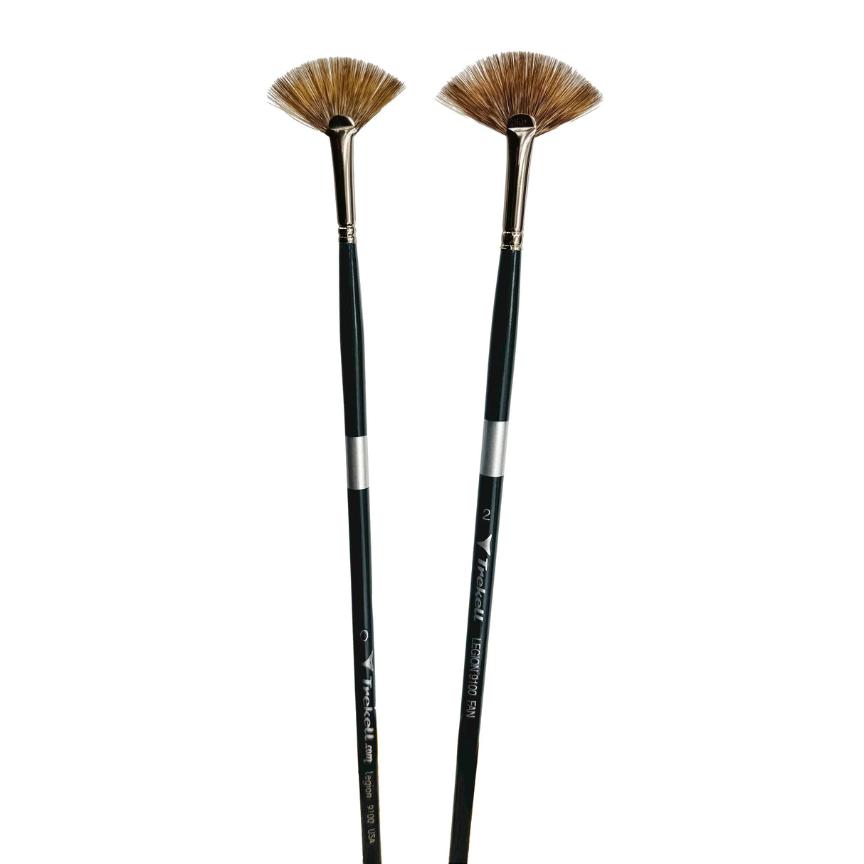 Trekell Legion Synthetic Mongoose Long Handle Artist Brush - Complete Brush Set - Fan