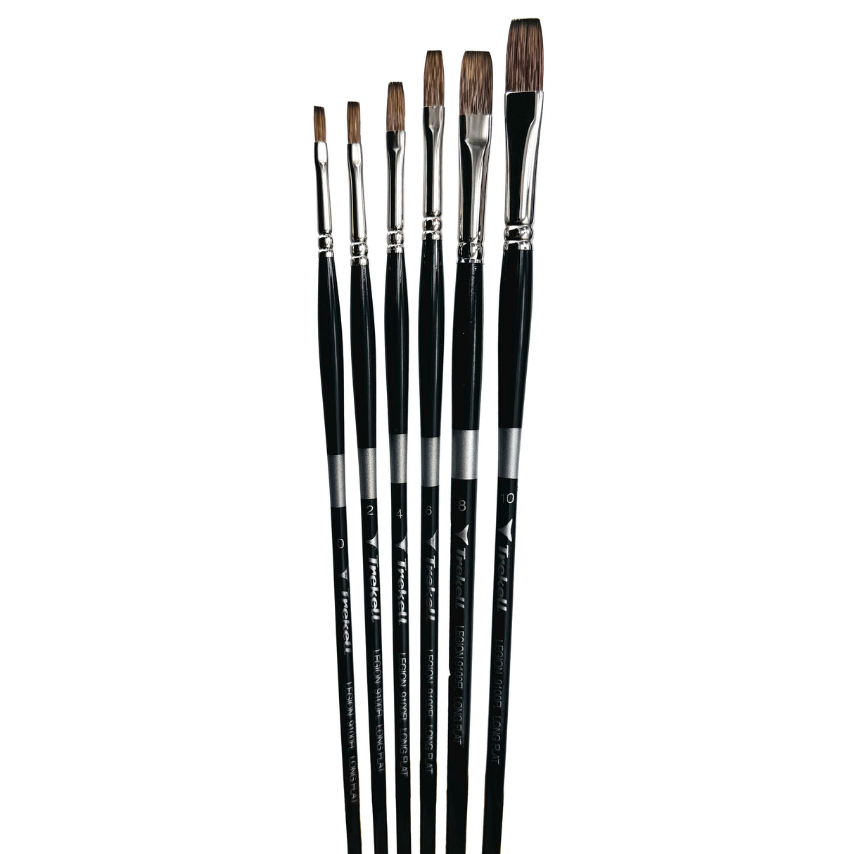 Trekell Legion Synthetic Mongoose Long Handle Artist Brush - Complete Brush Set - Long Flat