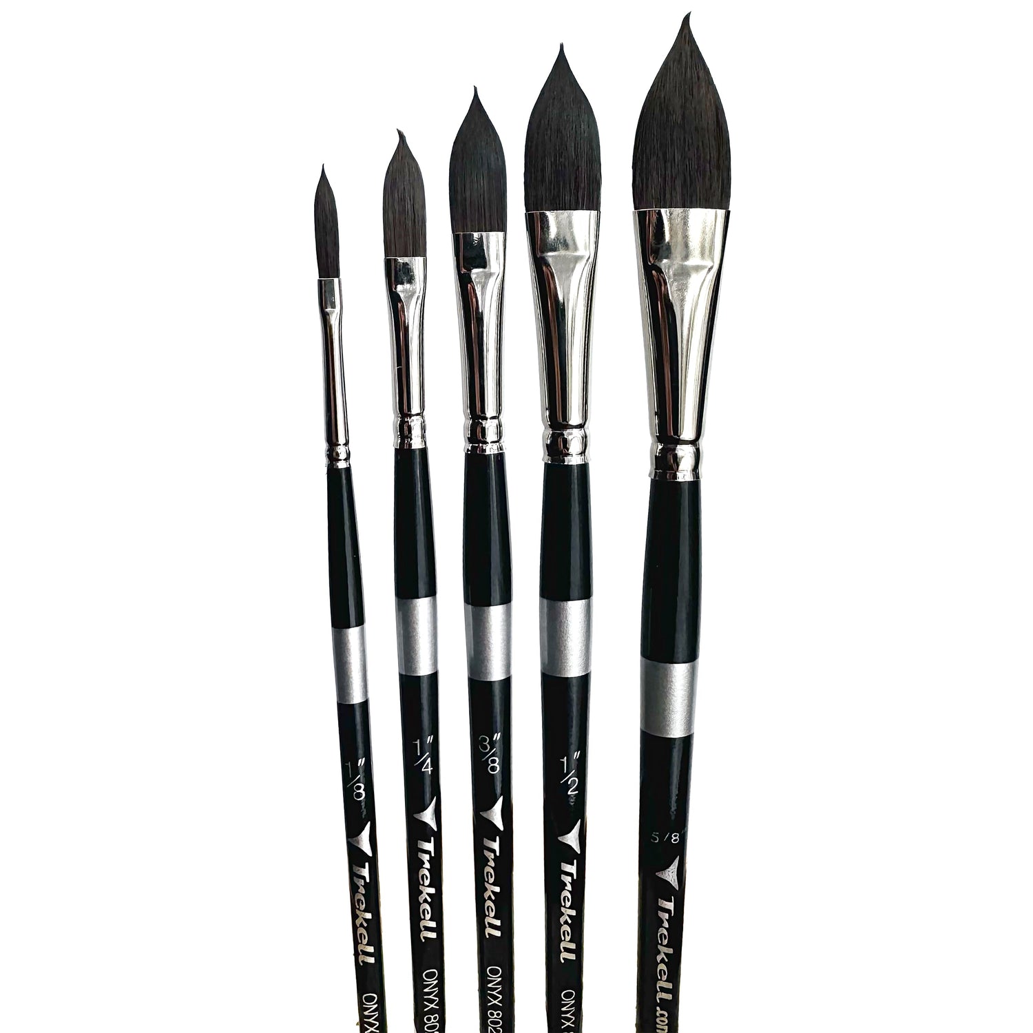 Trekell Onyx Synthetic Squirrel Short Handle Artist Brush - Complete Brush Set - Oval Wash