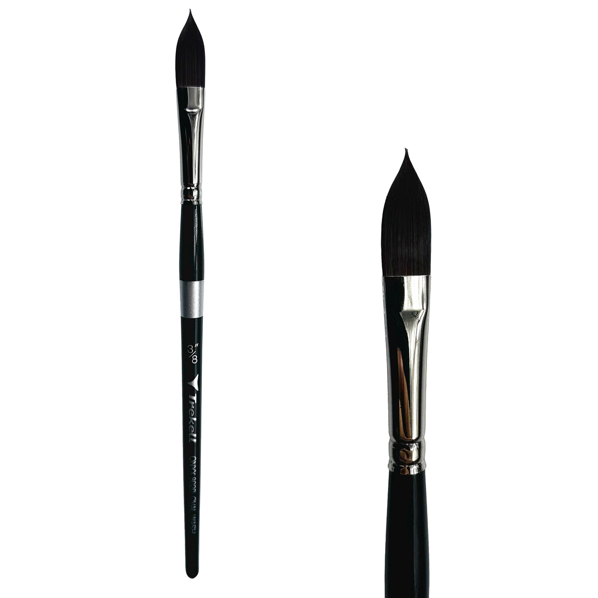 Trekell Onyx Synthetic Squirrel Short Handle Artist Brush - Size 3/8" Oval Wash