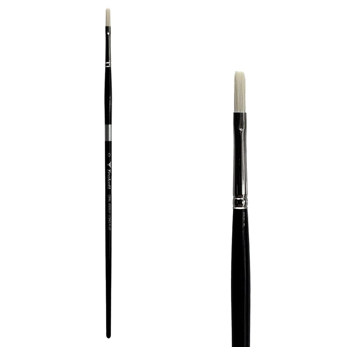 Trekell Opal Synthetic Hog Bristle Long Handle Artist Brush - Size #0 Long Flat