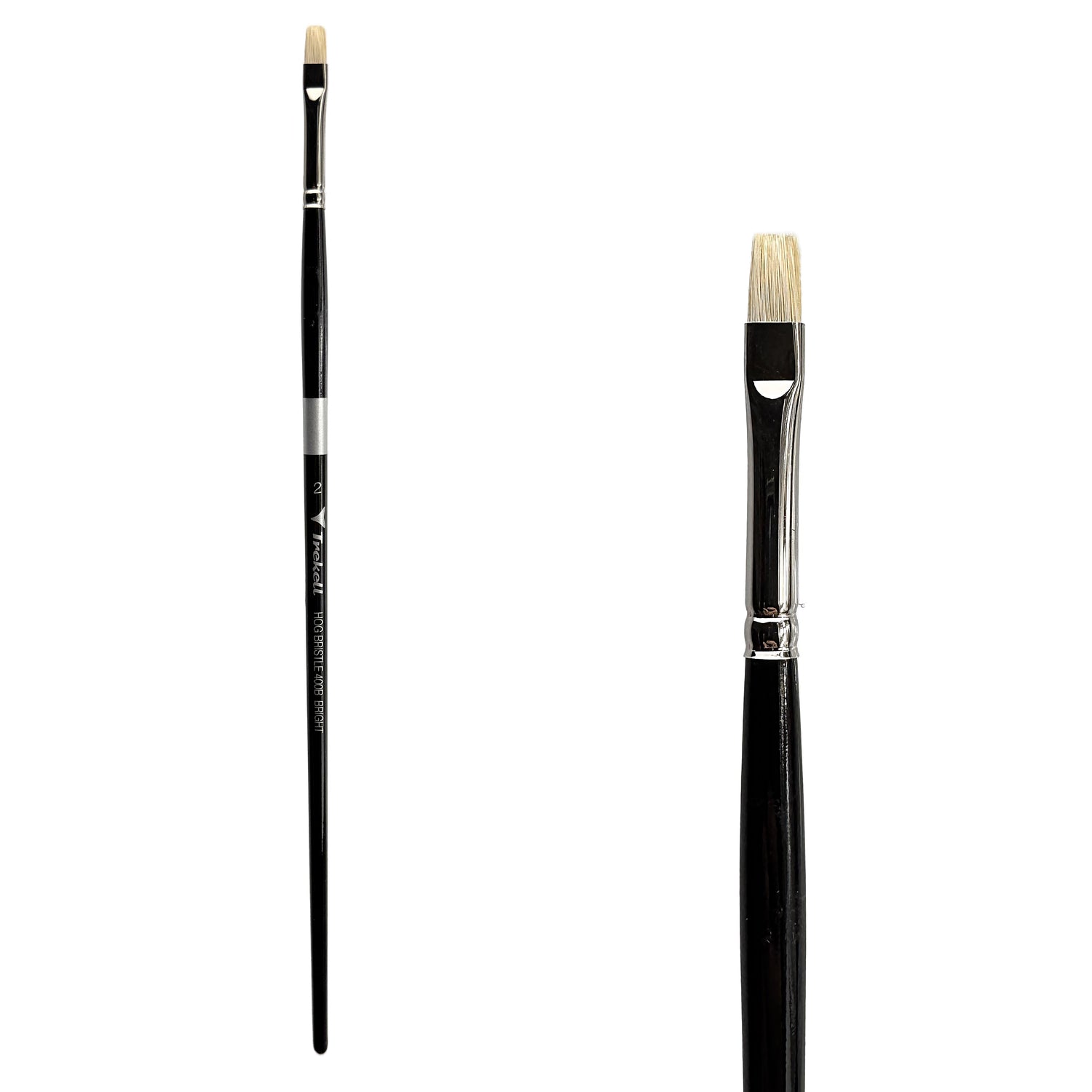 Trekell Hog Bristle Long Handle Artist Brush - Size #2 Bright