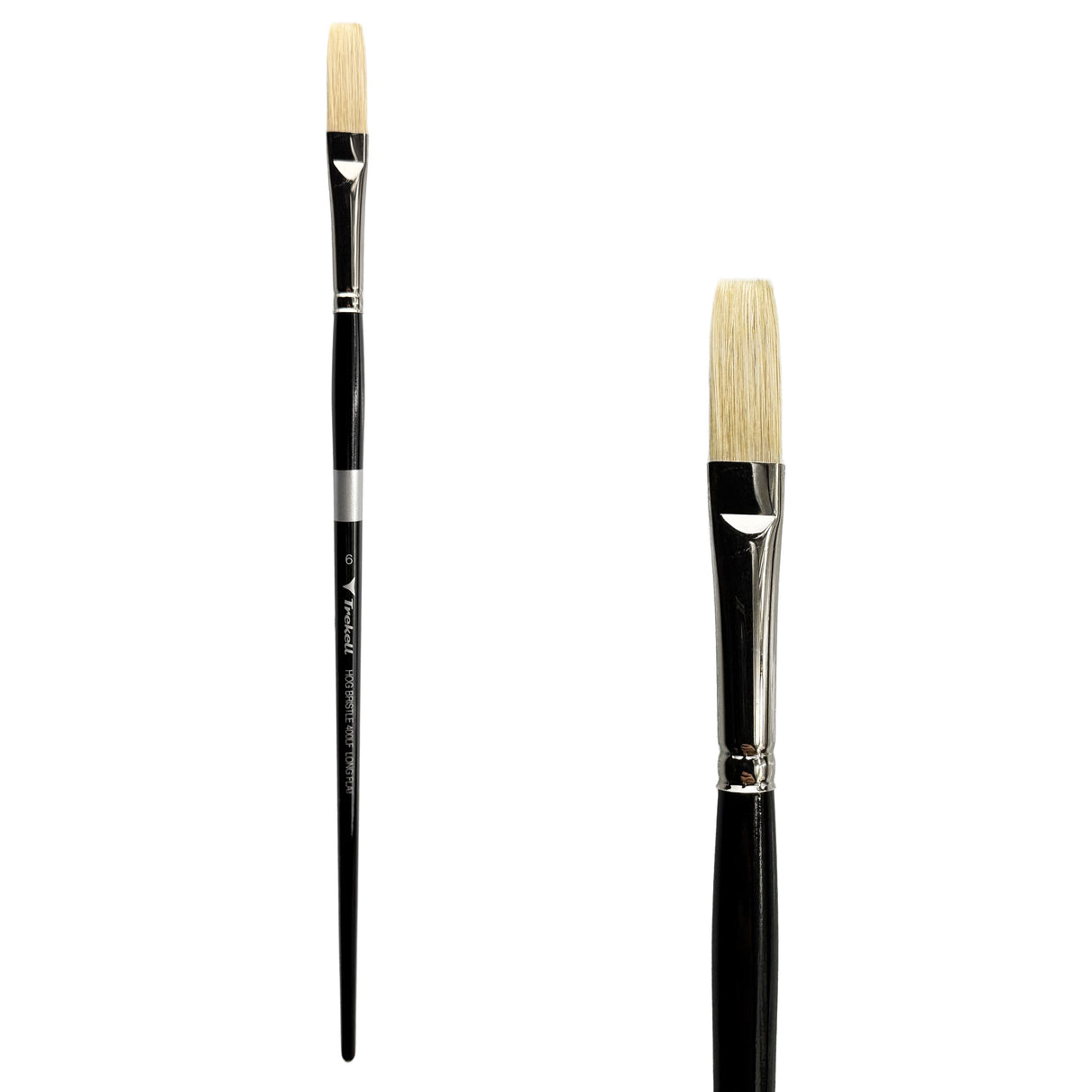 Trekell Hog Bristle Long Handle Artist Brush - Size #6 Long Flat