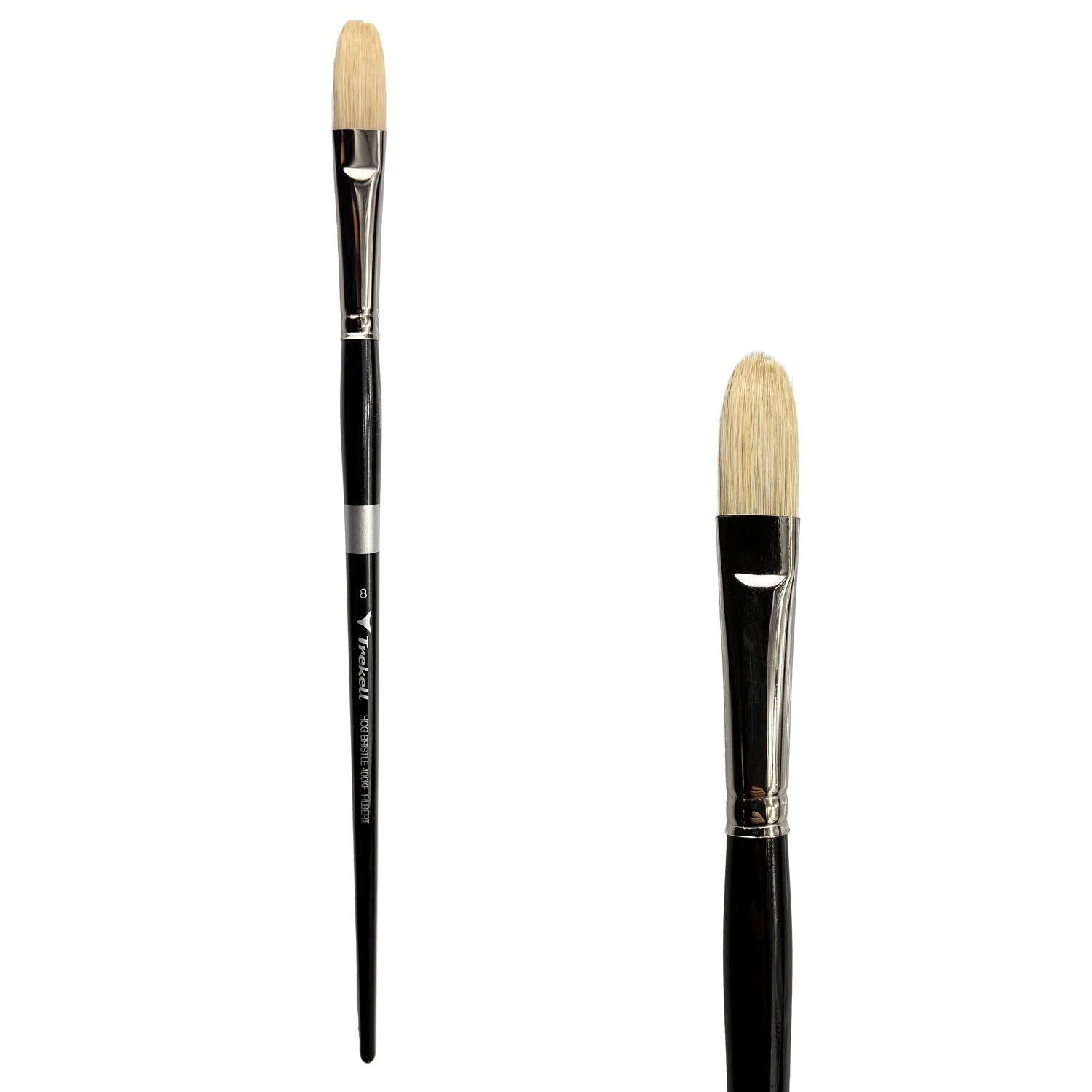 Trekell Hog Bristle Long Handle Artist Brush - Size #8 Filbert