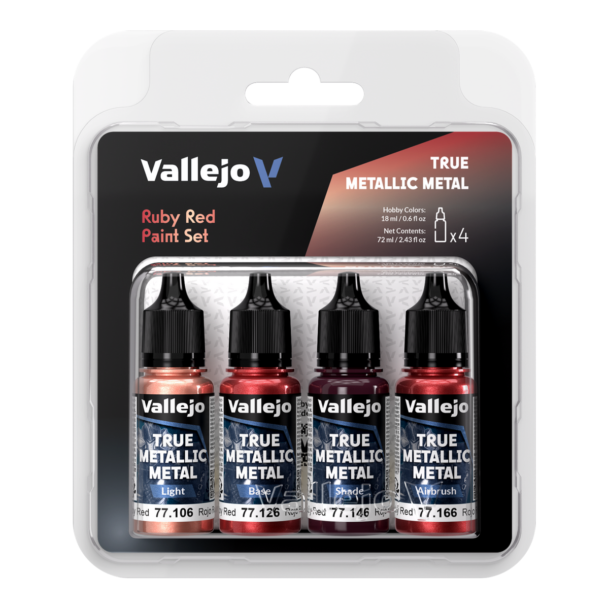 Vallejo True Metallic Metal Ruby Red 4-Color Paint Set