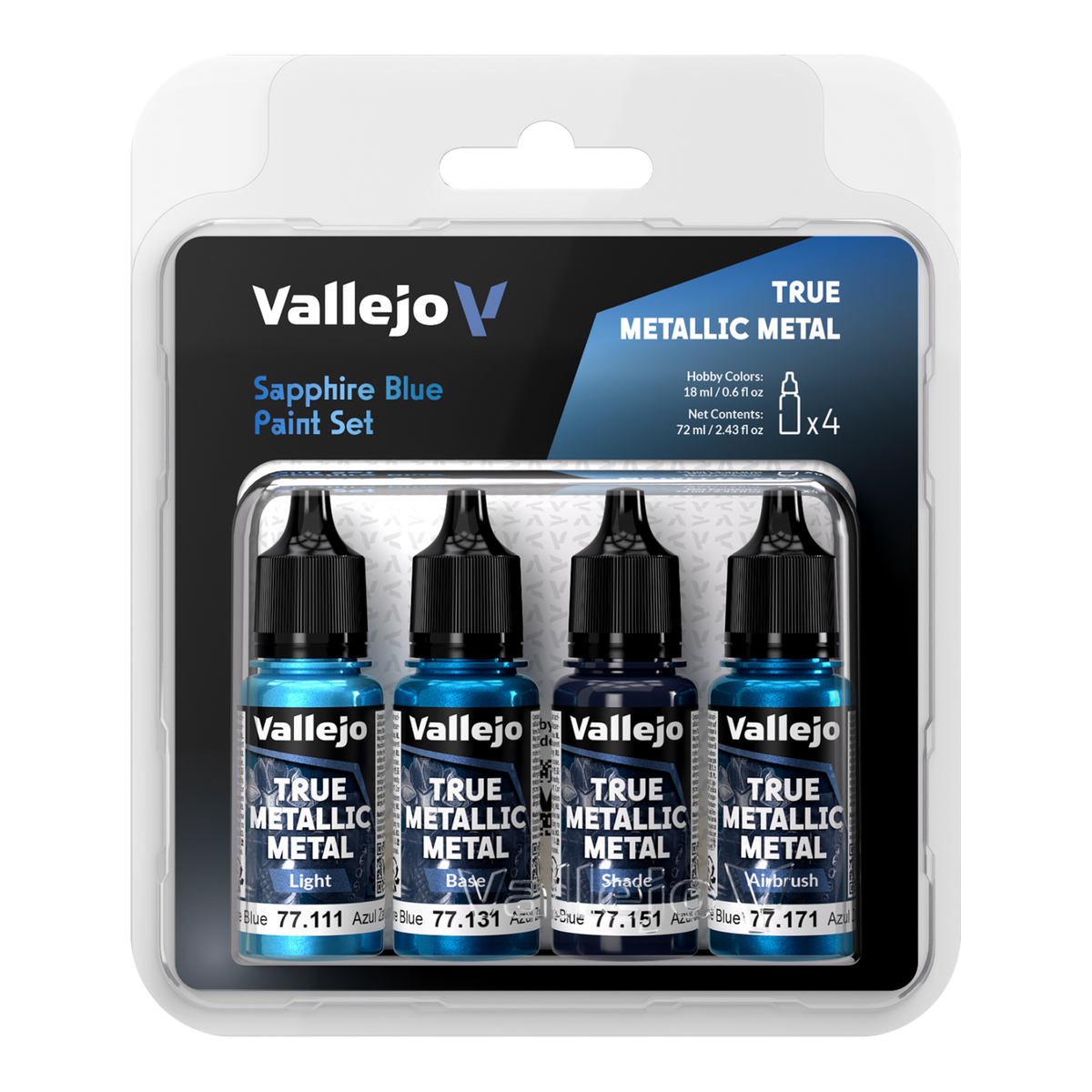 Vallejo True Metallic Metal Sapphire Blue 4-Color Paint Set