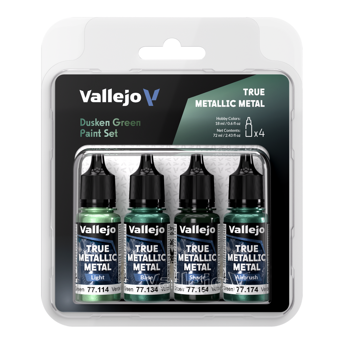 Vallejo True Metallic Metal Dusken Green 4-Color Paint Set