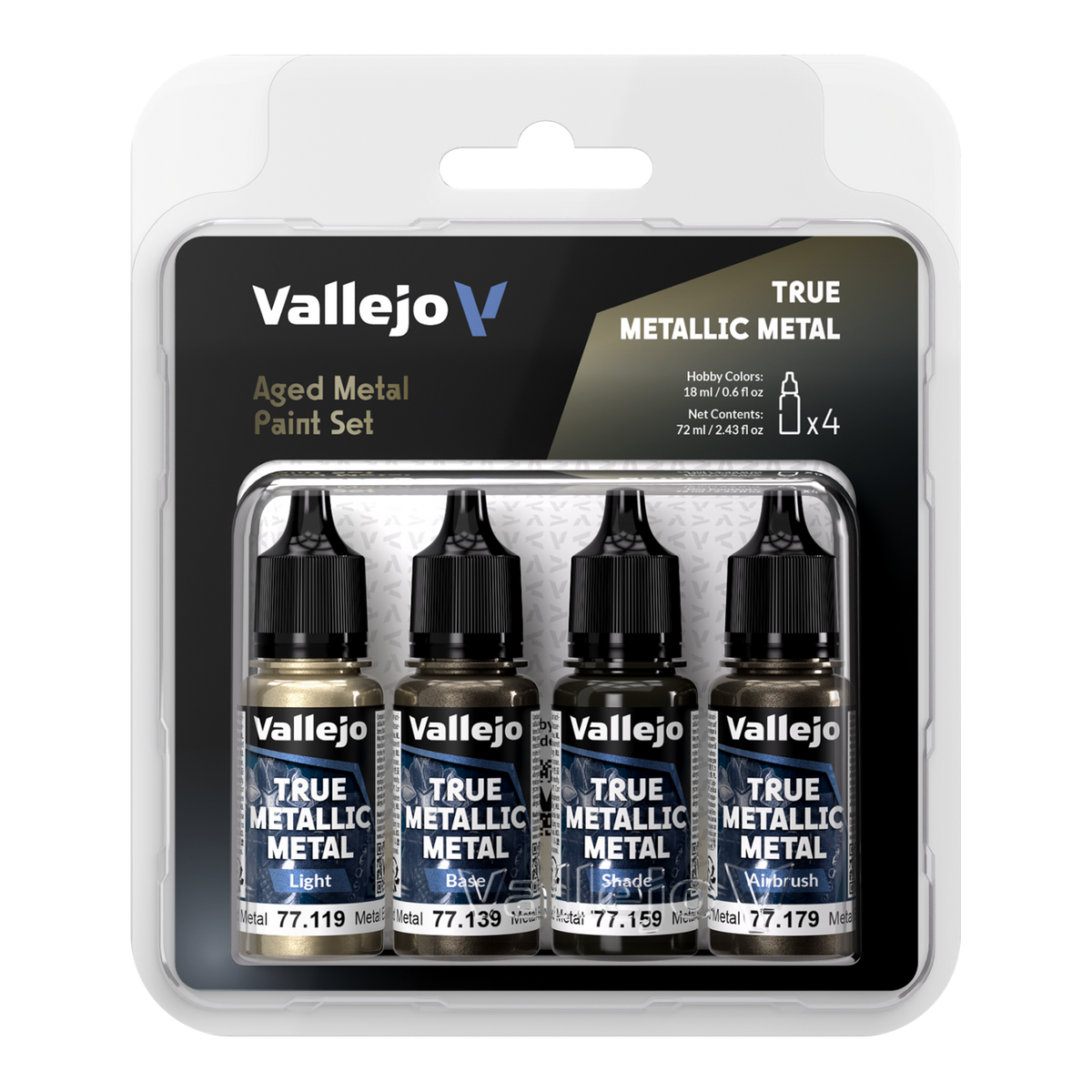 Vallejo True Metallic Metal Aged Metal 4-Color Paint Set