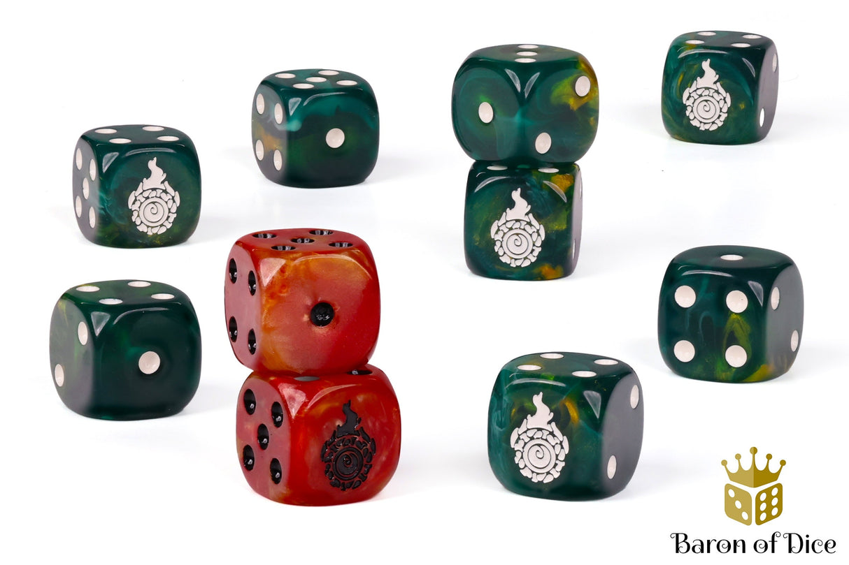Warmachine: Southern Kriels, Fire Tongue Warriors Official Dice Set