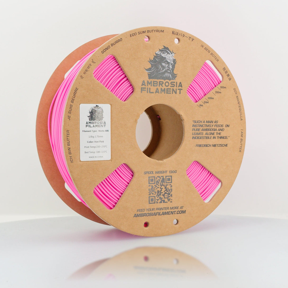 AMBROSIA ABS Matte Filament of the Gods - 1KG Bambu AMS Friendly Cardboard Spools Premium 3D Printing Filament