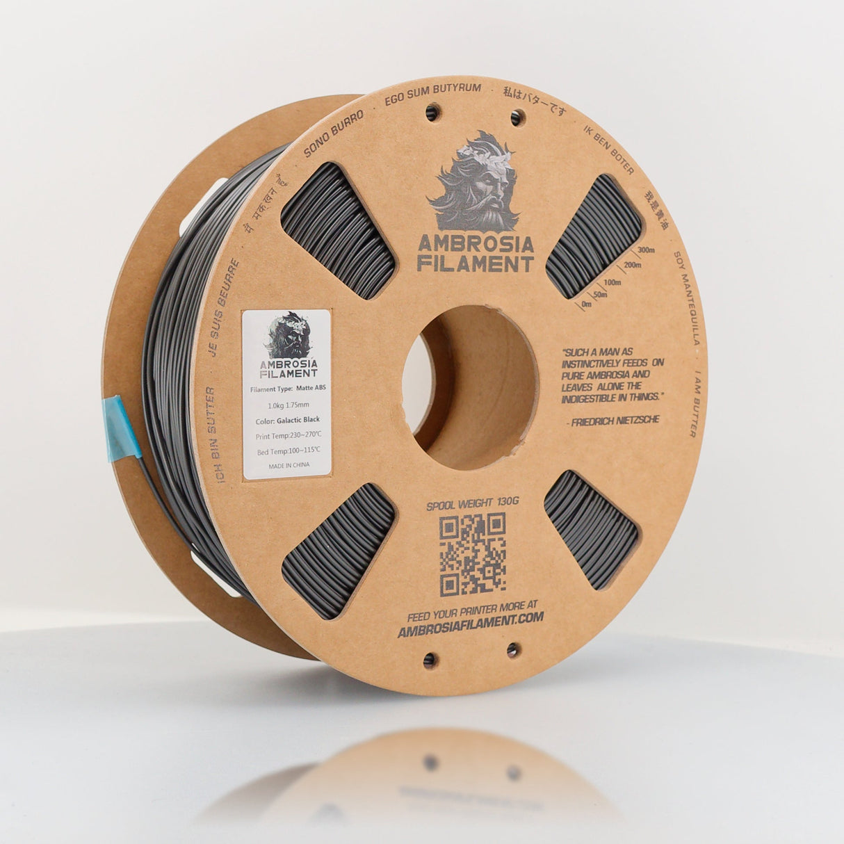 AMBROSIA ABS Matte Filament of the Gods - 1KG Bambu AMS Friendly Cardboard Spools Premium 3D Printing Filament