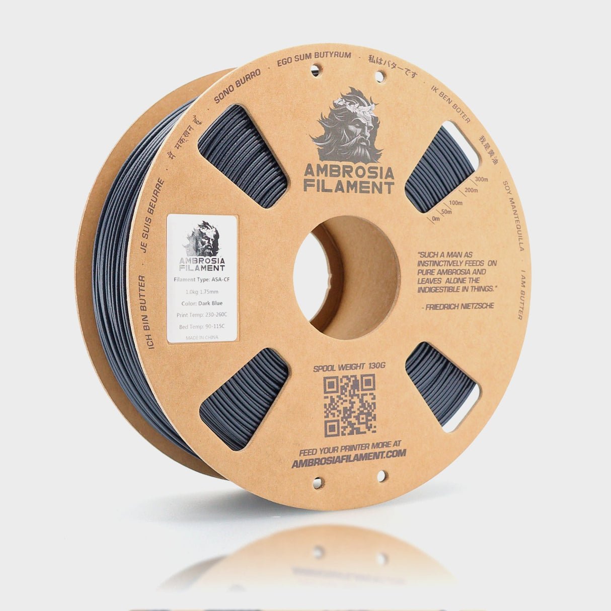 AMBROSIA ASA-CF Filament of the Gods - 1KG Bambu AMS Friendly Cardboard Spools Premium 3D Printing Filament