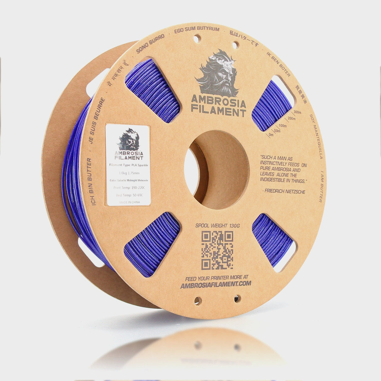 AMBROSIA Galactic (Sparkle) PLA Filament of the Gods - 1KG Bambu AMS Friendly Cardboard Spools Premium 3D Printing Filament