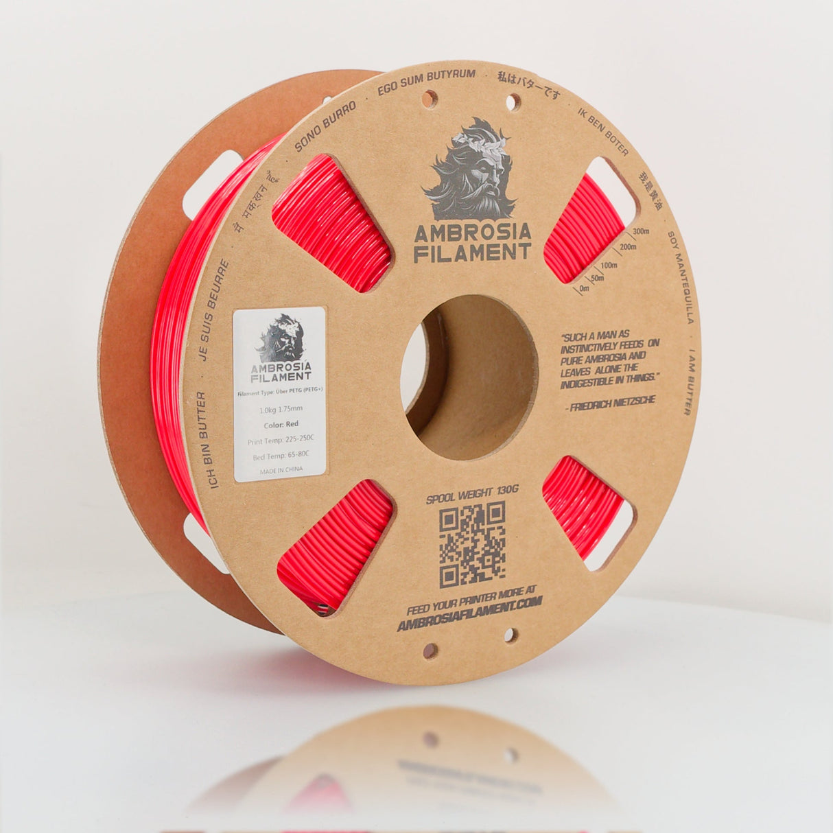 AMBROSIA PETG Filament of the Gods - 1KG Bambu AMS Friendly Cardboard Spools Premium 3D Printing Filament