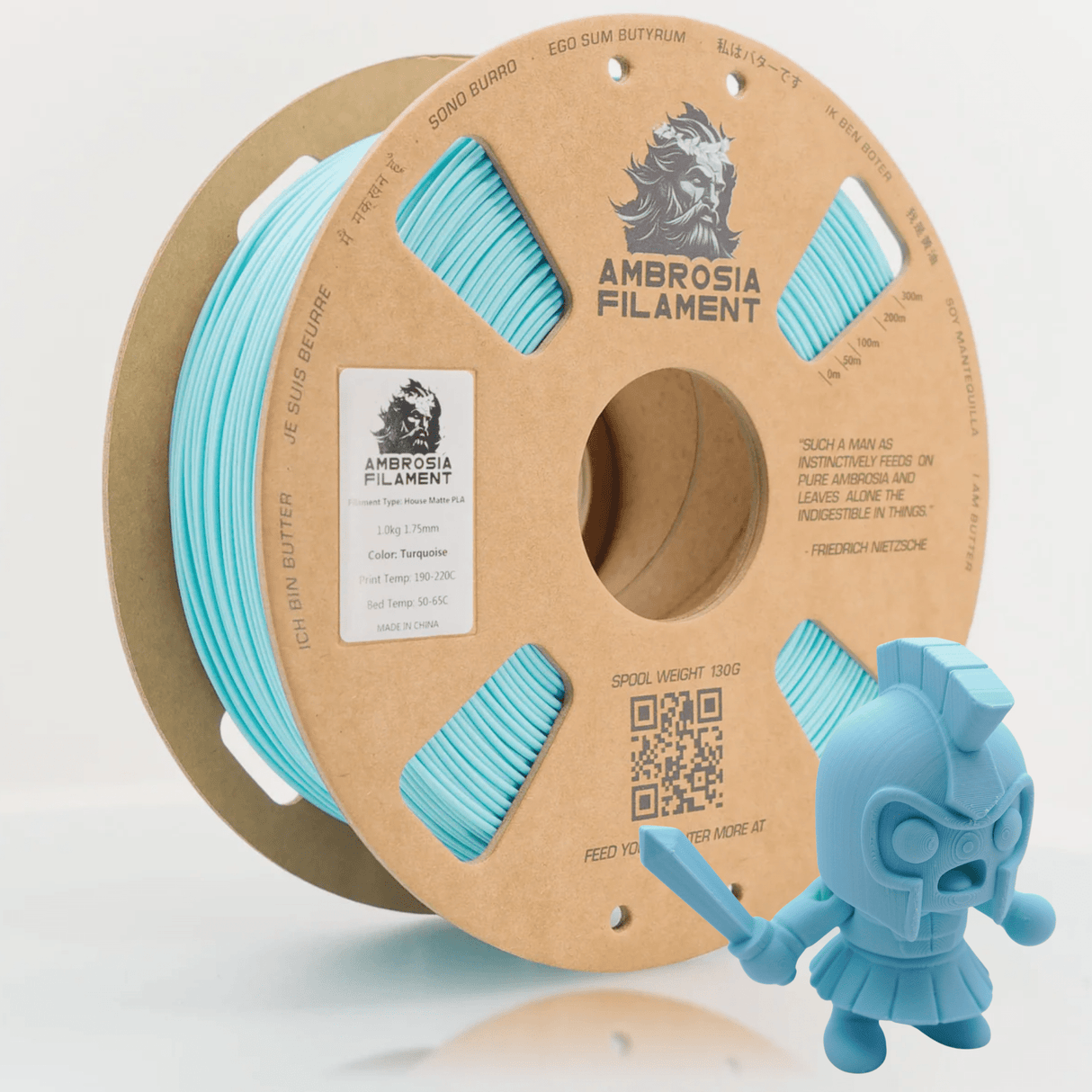 AMBROSIA PLA Filament of the Gods - 1KG Bambu AMS Friendly Cardboard Spools Premium 3D Printing Filament
