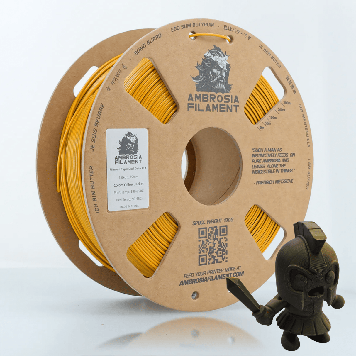 AMBROSIA PLA Filament of the Gods - 1KG Bambu AMS Friendly Cardboard Spools Premium 3D Printing Filament